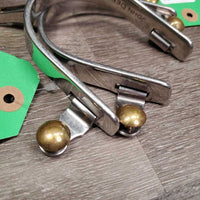 Western Rosebud Ladies Roping Spurs, 6 Point Brass Rowels *vgc/xc, clean, rubs, scratches