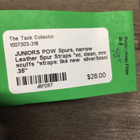 JUNIORS POW Spurs, narrow Leather Spur Straps *xc, clean, mnr scuffs *straps: like new