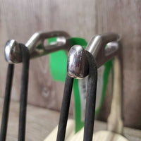 Hvy Peacock Safety Stirrup Irons, grips, 2 Rubbers & leather keepers *xc, clean, mnr scratches
