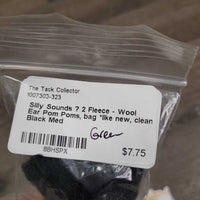 2 Fleece - Wool Ear Pom Poms, bag *like new, clean