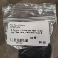 2 Fleece - Wool Ear Pom Poms, bag *like new, clean