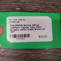 CHILDRENS Narrow Stirrup Leathers *vgc/gc, rubs, clean, scrapes, dents, stains
