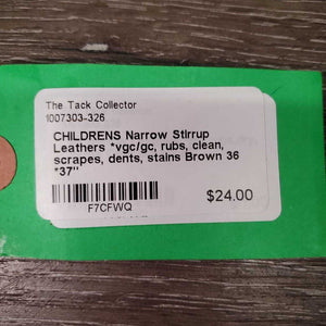 CHILDRENS Narrow Stirrup Leathers *vgc/gc, rubs, clean, scrapes, dents, stains