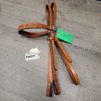 Tooled Leather Headstall, Split Reins, Breastcollar *xc, mnr clumpy fleece, stains, rubs & edge scrapes
