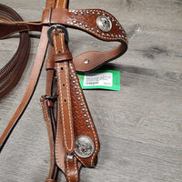 Stamped Headstall, Split Reins, Breastcollar, extra browband, snaps *like new/xc