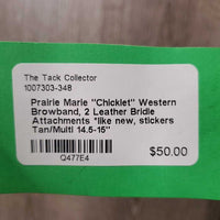 "Chicklet" Western Browband, 2 Leather Bridle Attachments *like new, stickers

