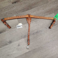 1" Double Leather Breastcollar, Bling, snap *vgc, clean, mnr stains & creases
