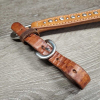 1" Double Leather Breastcollar, Bling, snap *vgc, clean, mnr stains & creases