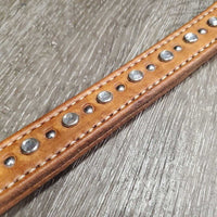 1" Double Leather Breastcollar, Bling, snap *vgc, clean, mnr stains & creases
