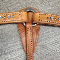 1" Double Leather Breastcollar, Bling, snap *vgc, clean, mnr stains & creases