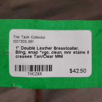 1" Double Leather Breastcollar, Bling, snap *vgc, clean, mnr stains & creases
