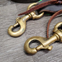 Narrow Soft Leather Barrel - Roper Loop Reins, 2x brass snaps, loops, laces *vgc, mnr scratches, edge scrapes & oxidized
