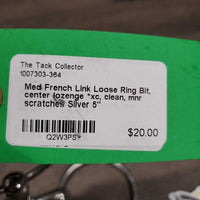 Med French Link Loose Ring Bit, center lozenge *xc, clean, mnr scratches

