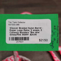 Braided Nylon Barrel - Roper Loop Reins, 2 snaps, 2 Conway Bucklers *like new