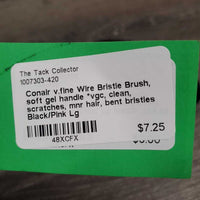 v.fine Wire Bristle Brush, soft gel handle *vgc, clean, scratches, mnr hair, bent bristles