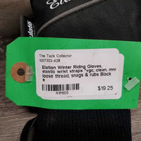 Winter Riding Gloves, elastic wrist straps *vgc, clean, mnr loose thread, snags & rubs