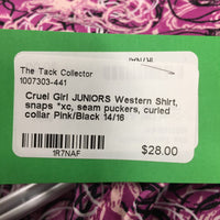 JUNIORS Western Shirt, snaps *xc, seam puckers, curled collar
