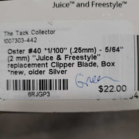 #40 *1/100" (.25mm) - 5/64" (2 mm) "Juice & Freestyle" replacement Clipper Blade, Box *new, older