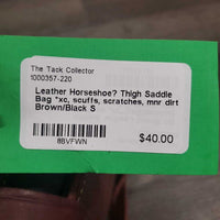 Leather Horseshoe? Thigh Saddle Bag *xc, scuffs, scratches, mnr dirt
