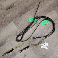 2 Elastic & Leather Side Reins *vgc, mnr rubs, clean, dry, stiff