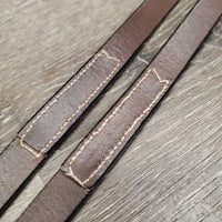 Flat Leather Draw Reins, buckle loope ends *vgc/xc, stiff, mnr creases, rubs & dirt
