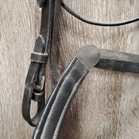 Double Rsd Padded Monocrown Dressage Bridle, Crank, Flash, Web Reins *vgc, dirty, missing keeper, creases
