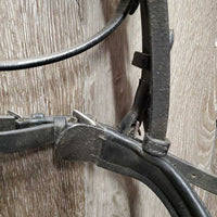 Double Rsd Padded Monocrown Dressage Bridle, Crank, Flash, Web Reins *vgc, dirty, missing keeper, creases