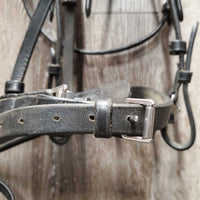 Double Rsd Padded Monocrown Dressage Bridle, Crank, Flash, Web Reins *vgc, dirty, missing keeper, creases