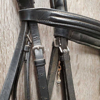 Double Rsd Padded Monocrown Dressage Bridle, Crank, Flash, Web Reins *vgc, dirty, missing keeper, creases
