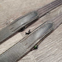 Nylon Web Reins, finger stoppers *gc/fair, v.faded, rubs, threads, dirty, stretched keepers
