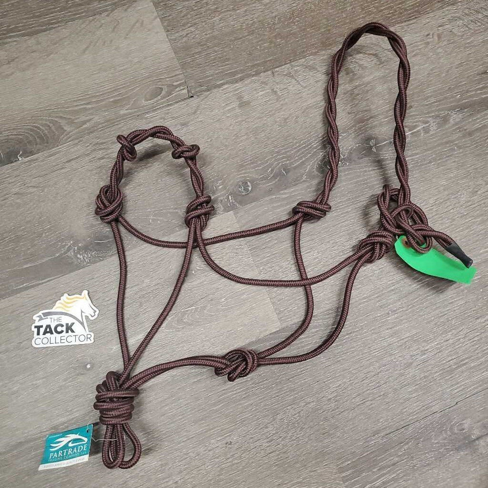 Stiff Narrow Nylon Rope Halter, knotted nose, tag *new, loose chin knot