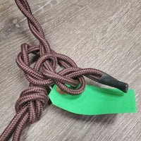 Stiff Narrow Nylon Rope Halter, knotted nose, tag *new, loose chin knot
