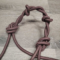 Stiff Narrow Nylon Rope Halter, knotted nose, tag *new, loose chin knot