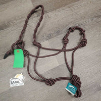 Stiff Narrow Nylon Rope Halter, knotted nose, tag *new, loose chin knot
