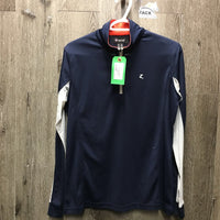 LS Sun Shirt, 1/4 Zip Up, Mesh Sleeves "Gem Equestrian" *gc, dingy, mnr stains
