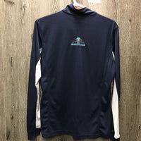 LS Sun Shirt, 1/4 Zip Up, Mesh Sleeves "Gem Equestrian" *gc, dingy, mnr stains
