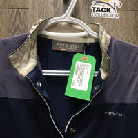 Sleeveless Show Shirt, 1/3 Snap Up, Mesh Shoulders *fair, NO button, peeling logo, dingy collar, older