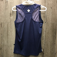 Sleeveless Show Shirt, 1/3 Snap Up, Mesh Shoulders *fair, NO button, peeling logo, dingy collar, older