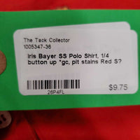 SS Polo Shirt, 1/4 button up *gc, pit stains
