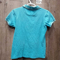 SS Polo Shirt, 1/4 button up *gc, pit stains, wrinkled
