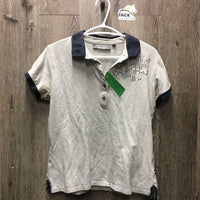 SS Polo Shirt, 1/2 Button Up *gc/fair, pits, faded collar, missing bling?, loose buttons