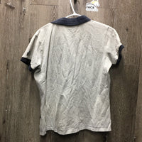 SS Polo Shirt, 1/2 Button Up *gc/fair, pits, faded collar, missing bling?, loose buttons