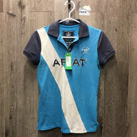 SS Polo Shirt, 1/4 Button Up *fair, pit stains, dingy, unstitched seams, snags, faded
