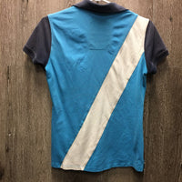 SS Polo Shirt, 1/4 Button Up *fair, pit stains, dingy, unstitched seams, snags, faded
