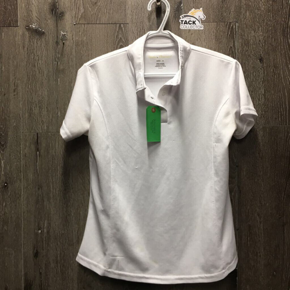 SS Show Shirt, 1/4 Button Up, snap collar *gc, older, snags, runs, peeled logos, pits