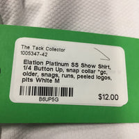 SS Show Shirt, 1/4 Button Up, snap collar *gc, older, snags, runs, peeled logos, pits