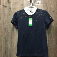 SS Show Shirt, 1/2 Zip Up, bling *gc, rubs, frays, collar: dingy & crinkles