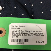 LS Sun Show Shirt, 1/4 Zip Up, Mesh Sleeves *vgc, mnr snags, rubs, runs & hair