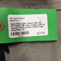 Light Jacket, Zip, Zip Off Hood *gc, rubs, snags, weak & frayed velcro, stains, peeled logo
