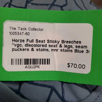 Full Seat Sticky Breeches *vgc, discolored seat & legs, seam puckers & stains, mnr stains
